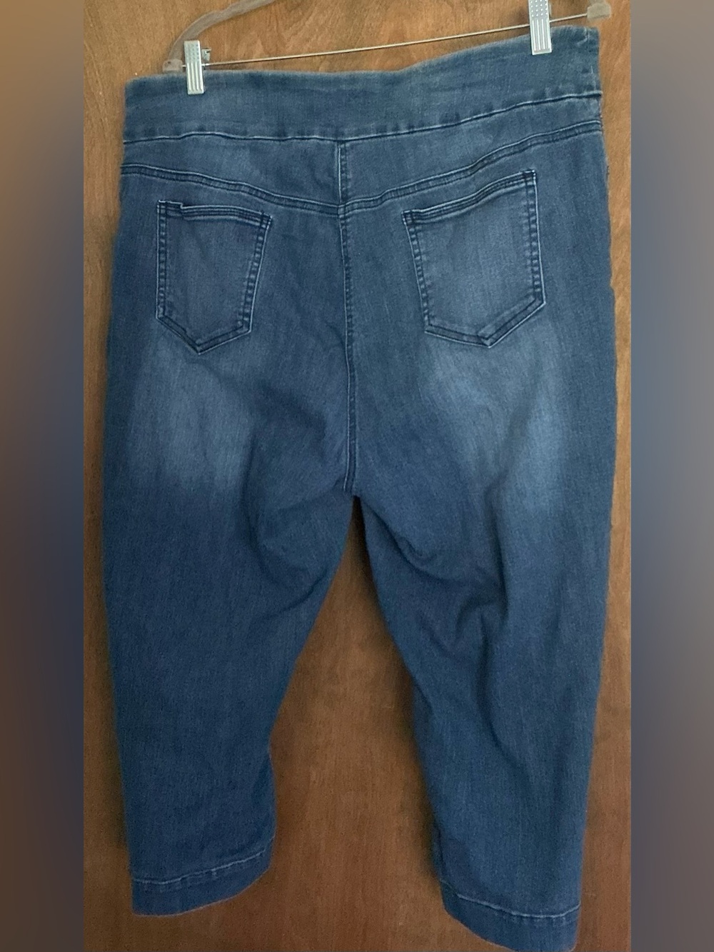 Westbound Woman Pull On Crop Denim Jeans Capris Plus Size 20W Side Slit Pockets - Picture 2 of 8